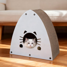 Koko Modern Cardboard Triangle Cat Cave Scratcher with Catnip, Gray