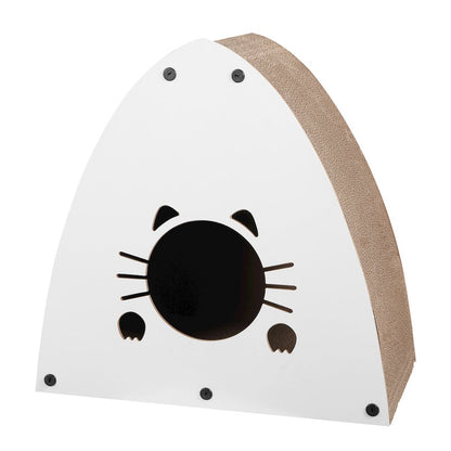 Koko Modern Cardboard Triangle Cat Cave Scratcher with Catnip, Gray