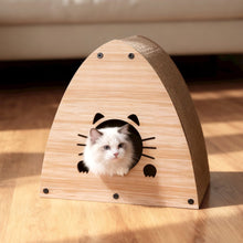 Koko Cardboard Triangle Cat Cave Scratcher with Catnip, Brown Wood Pattern