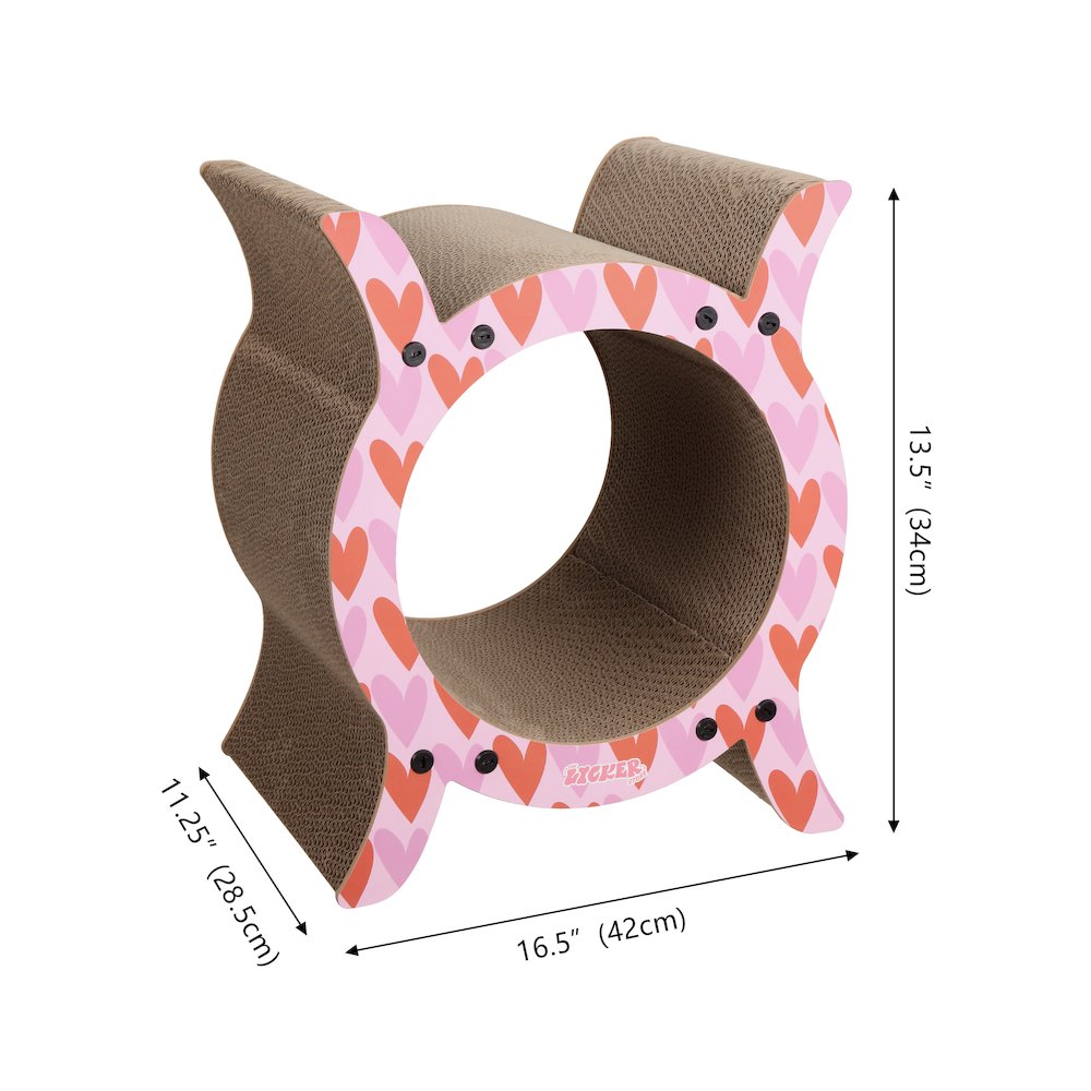 Nyan Modern Cardboard Tunnel Cat Scratcher with Catnip, Pink/Red