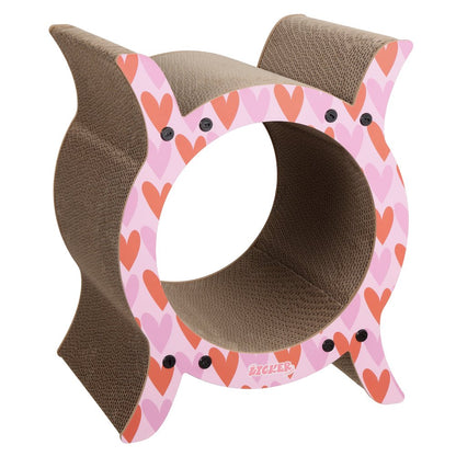 Nyan Modern Cardboard Tunnel Cat Scratcher with Catnip, Pink/Red