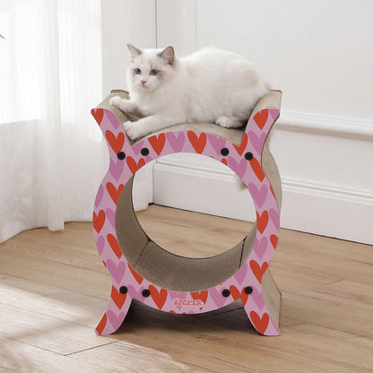 Nyan Modern Cardboard Tunnel Cat Scratcher with Catnip, Pink/Red