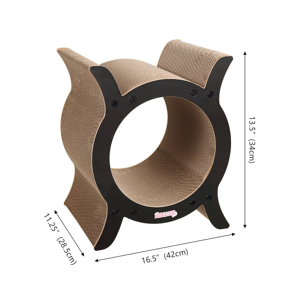 Nyan Modern Cardboard Tunnel Cat Scratcher with Catnip, Black