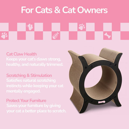 Nyan Modern Cardboard Tunnel Cat Scratcher with Catnip, Black