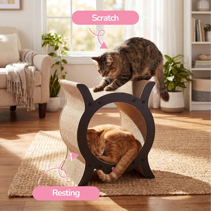 Nyan Modern Cardboard Tunnel Cat Scratcher with Catnip, Black