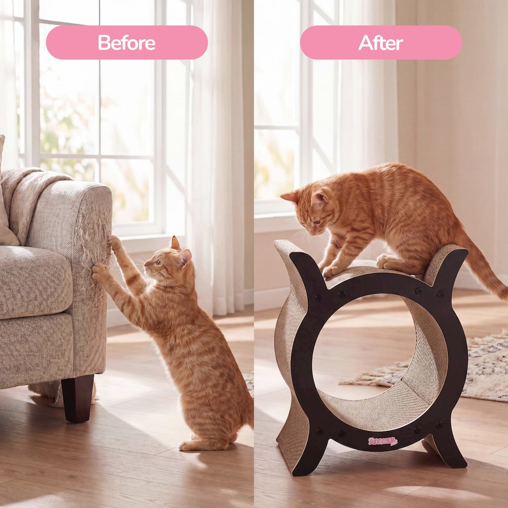 Nyan Modern Cardboard Tunnel Cat Scratcher with Catnip, Black