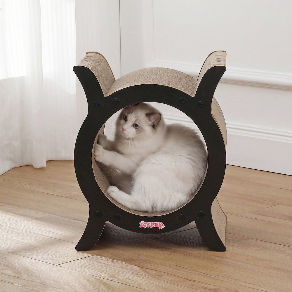 Nyan Modern Cardboard Tunnel Cat Scratcher with Catnip, Black
