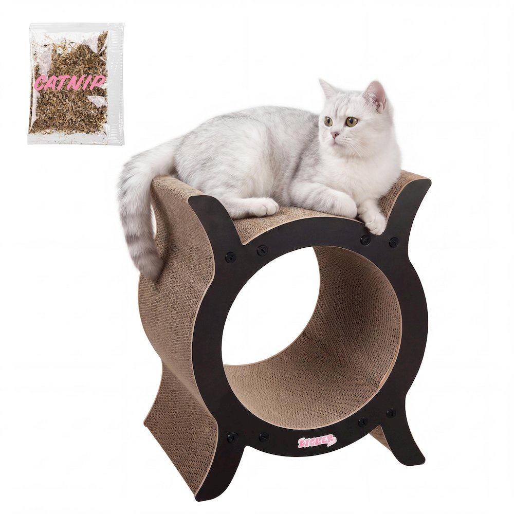 Nyan Modern Cardboard Tunnel Cat Scratcher with Catnip, Black