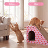 Kento Minimalist Cardboard Angled Cat Cave Scratcher with Catnip, Pink/Red