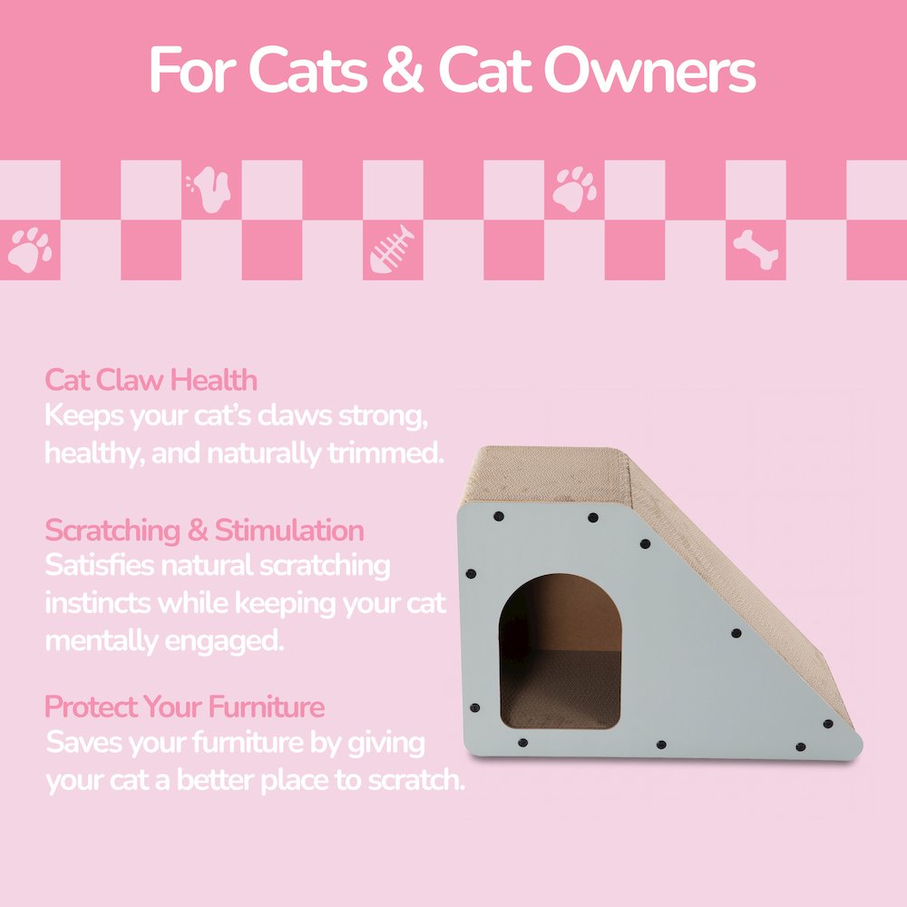 Kento Minimalist Cardboard Angled Cat Cave Scratcher with Catnip, Gray