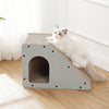 Kento Minimalist Cardboard Angled Cat Cave Scratcher with Catnip, Gray