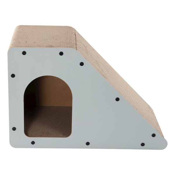 Kento Minimalist Cardboard Angled Cat Cave Scratcher with Catnip, Gray
