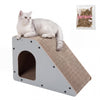 Kento Minimalist Cardboard Angled Cat Cave Scratcher with Catnip, Gray