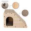 Kento Cardboard Angled Cat Cave Scratcher with Catnip, Oak Wood Finish