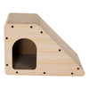 Kento Cardboard Angled Cat Cave Scratcher with Catnip, Oak Wood Finish