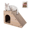 Kento Cardboard Angled Cat Cave Scratcher with Catnip, Oak Wood Finish