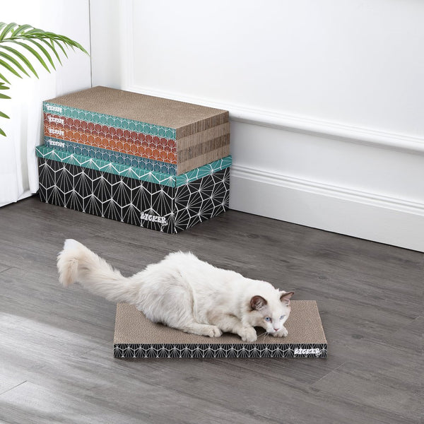 Naomi Modern Cardboard Reversible Cat Scratcher Pad In Box With Catnip