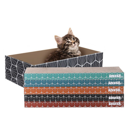 Naomi Modern Cardboard Reversible Cat Scratcher Pad In Box With Catnip