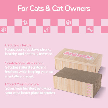 Naomi Cardboard Cat Scratcher Pad with Catnip, Oak Wood Finish (5-Pack)