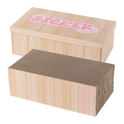 Naomi Cardboard Cat Scratcher Pad with Catnip, Oak Wood Finish (5-Pack)