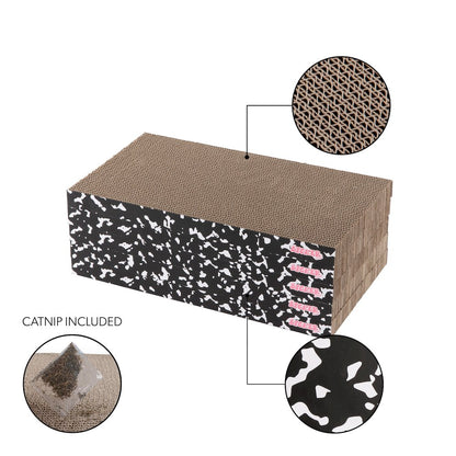 Naomi Cardboard Reversible Cat Scratcher Pad with Catnip, Black/White (5-Pack)