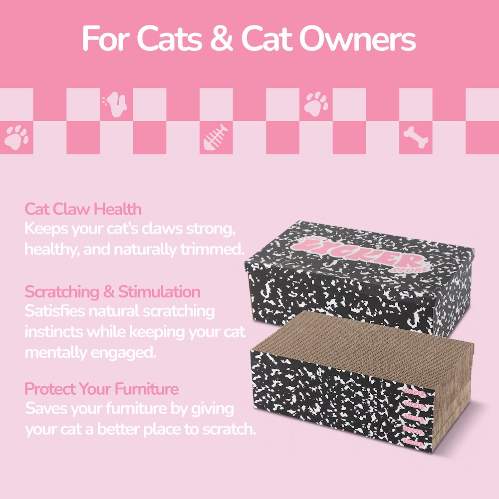 Naomi Cardboard Reversible Cat Scratcher Pad with Catnip, Black/White (5-Pack)