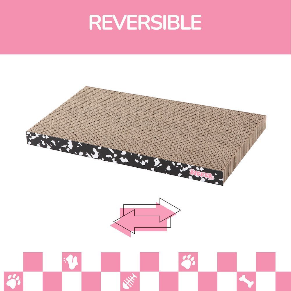 Naomi Cardboard Reversible Cat Scratcher Pad with Catnip, Black/White (5-Pack)