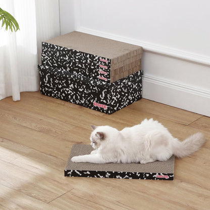 Naomi Cardboard Reversible Cat Scratcher Pad with Catnip, Black/White (5-Pack)