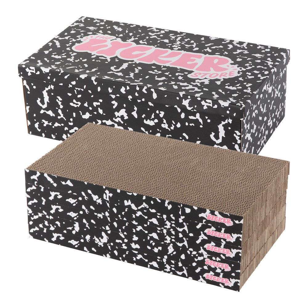 Naomi Cardboard Reversible Cat Scratcher Pad with Catnip, Black/White (5-Pack)