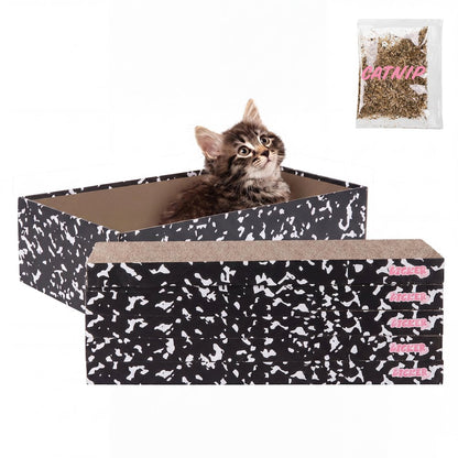 Naomi Cardboard Reversible Cat Scratcher Pad with Catnip, Black/White (5-Pack)