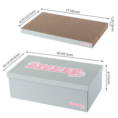 Naomi Cardboard Reversible Cat Scratcher Pad in Box with Catnip, Gray (5-Pack)