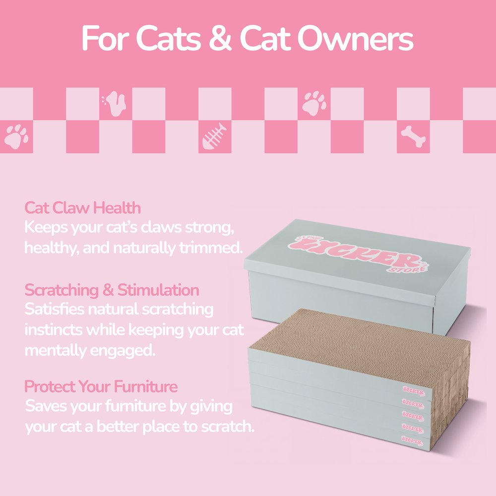 Naomi Cardboard Reversible Cat Scratcher Pad in Box with Catnip, Gray (5-Pack)