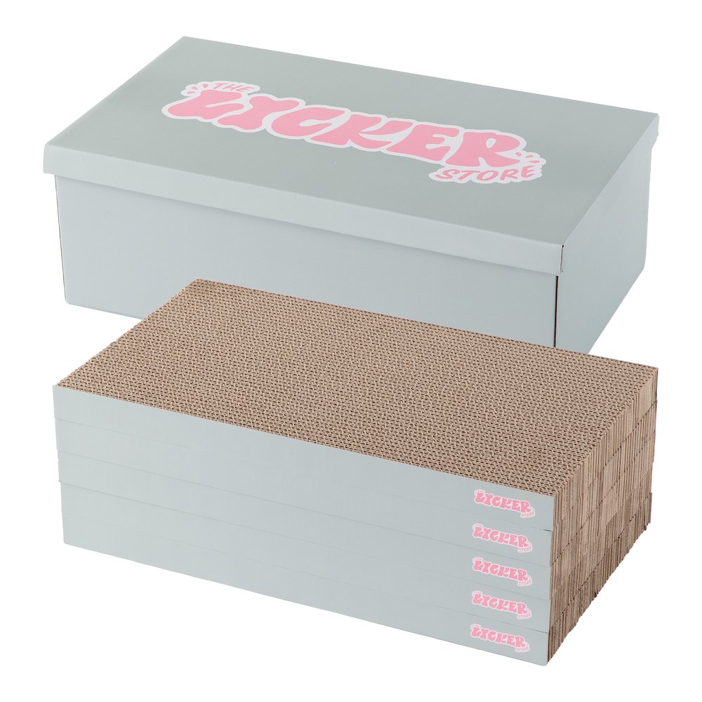Naomi Cardboard Reversible Cat Scratcher Pad in Box with Catnip, Gray (5-Pack)