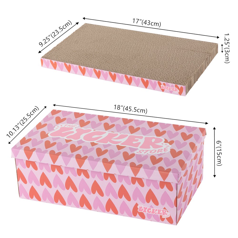 Naomi Cardboard Reversible Cat Scratcher Pad with Catnip, Pink/Red (5-Pack)