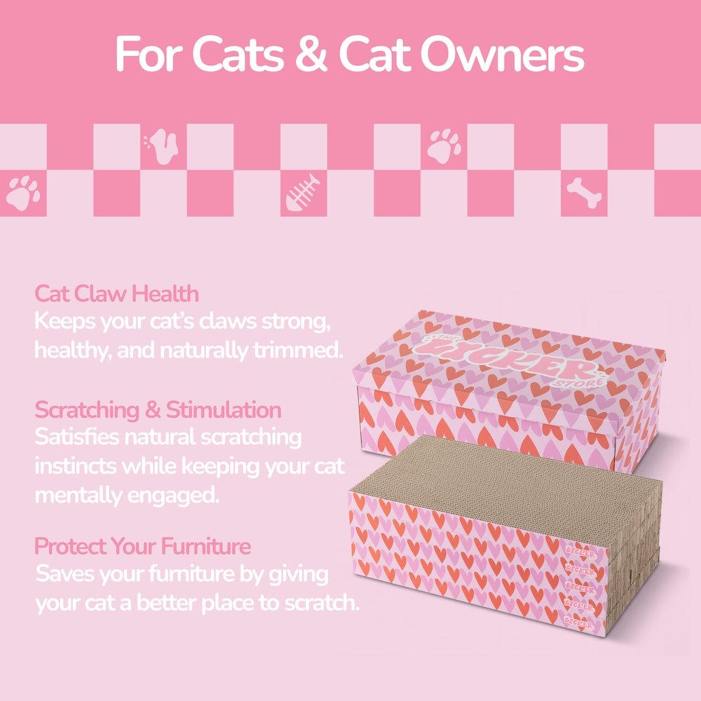 Naomi Cardboard Reversible Cat Scratcher Pad with Catnip, Pink/Red (5-Pack)