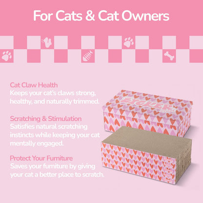Naomi Cardboard Reversible Cat Scratcher Pad with Catnip, Pink/Red (5-Pack)