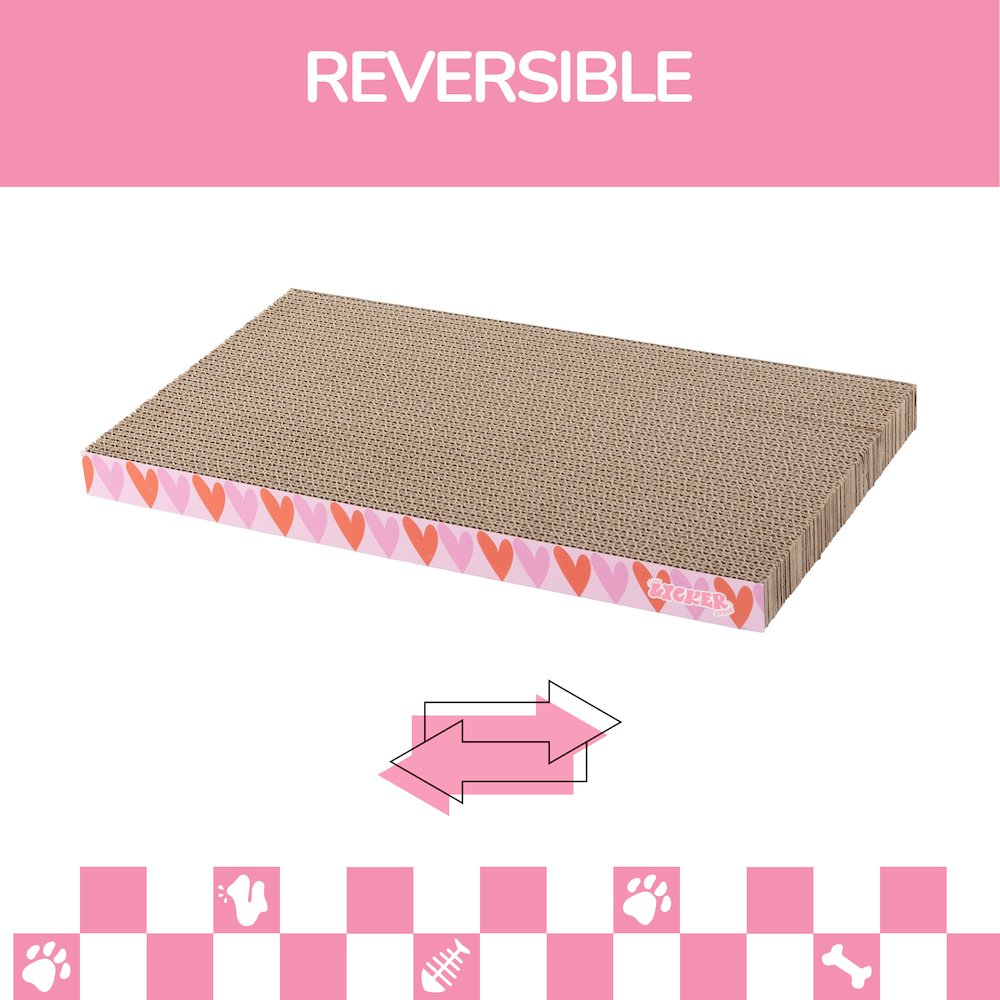 Naomi Cardboard Reversible Cat Scratcher Pad with Catnip, Pink/Red (5-Pack)