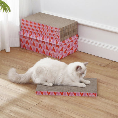 Naomi Cardboard Reversible Cat Scratcher Pad with Catnip, Pink/Red (5-Pack)