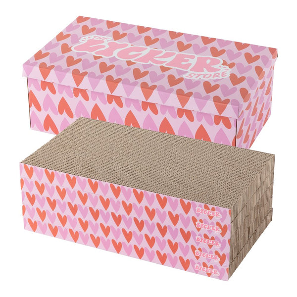 Naomi Cardboard Reversible Cat Scratcher Pad with Catnip, Pink/Red (5-Pack)