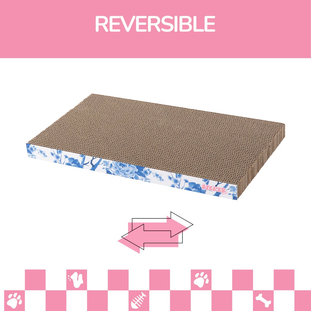 Naomi Cardboard Reversible Cat Scratcher Pad with Catnip, Blue/White (5-Pack)