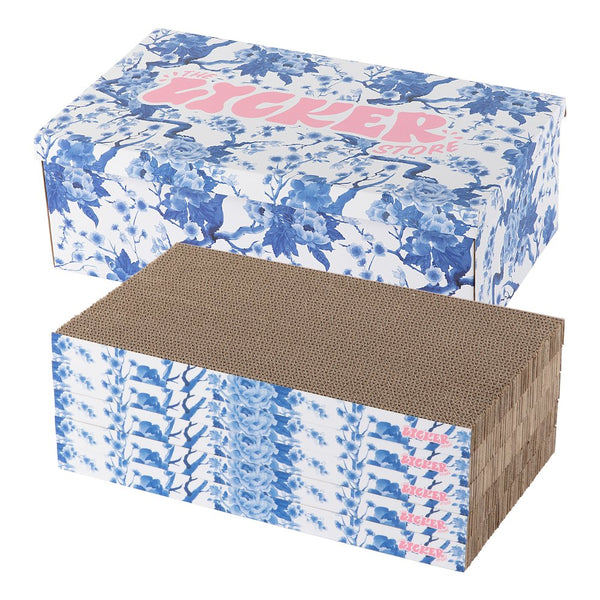 Naomi Cardboard Reversible Cat Scratcher Pad with Catnip, Blue/White (5-Pack)
