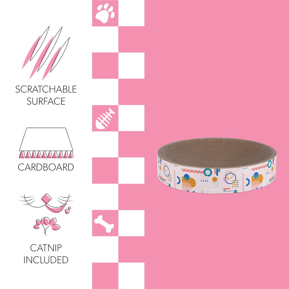Nelson Modern Cardboard Round Bowl Cat Scratcher With Catnip