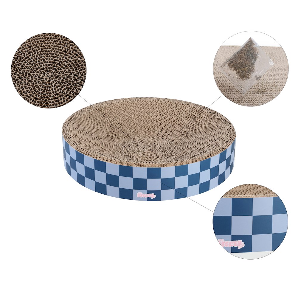 Nelson Modern Cardboard Round Bowl Cat Scratcher with Catnip