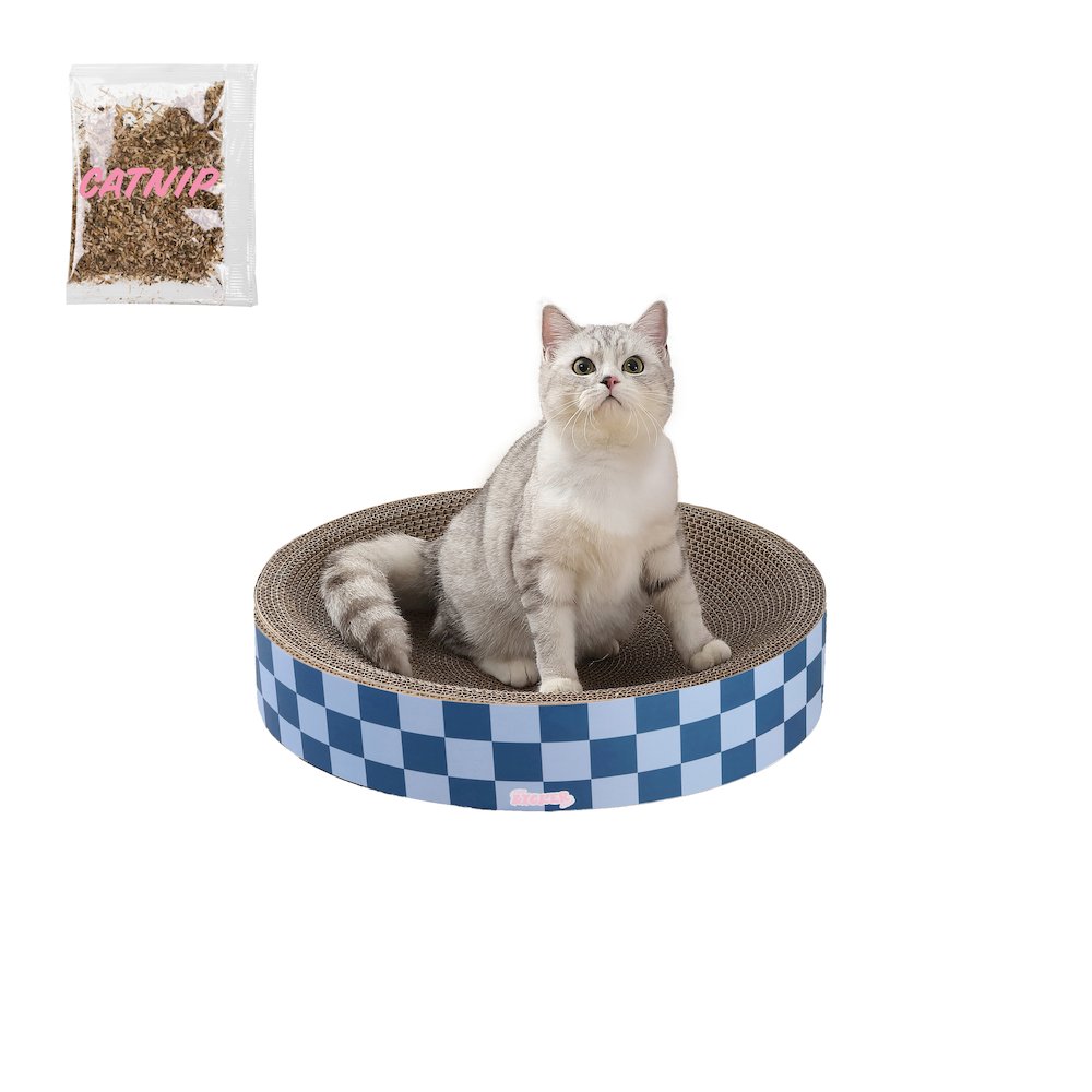 Nelson Modern Cardboard Round Bowl Cat Scratcher with Catnip