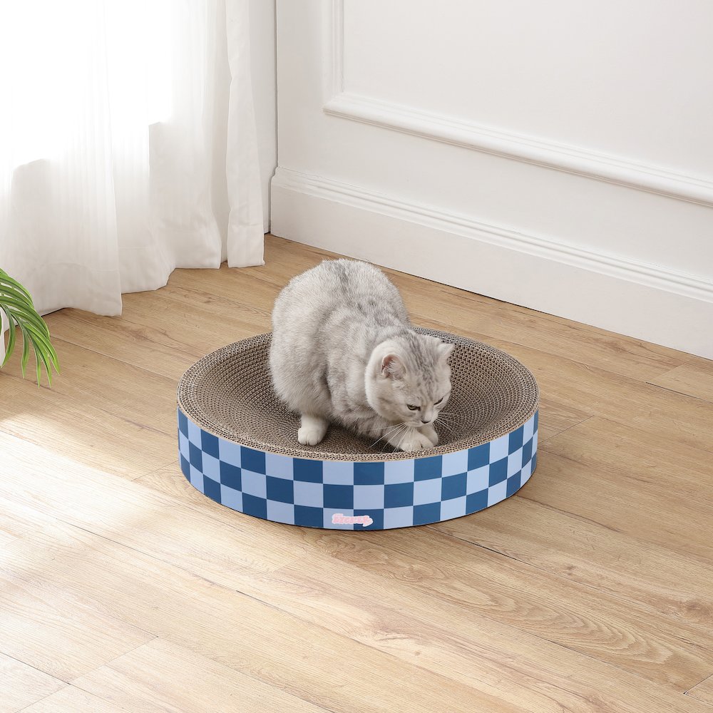 Nelson Modern Cardboard Round Bowl Cat Scratcher with Catnip