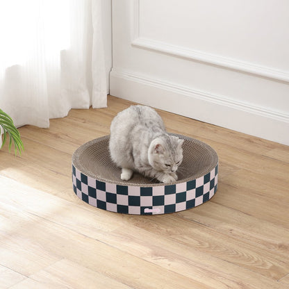 Nelson Modern Cardboard Round Bowl Cat Scratcher with Catnip