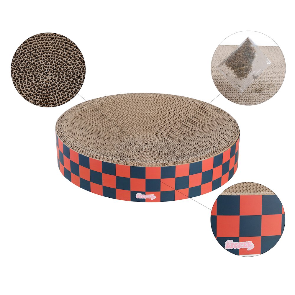 Nelson Modern Cardboard Round Bowl Cat Scratcher with Catnip