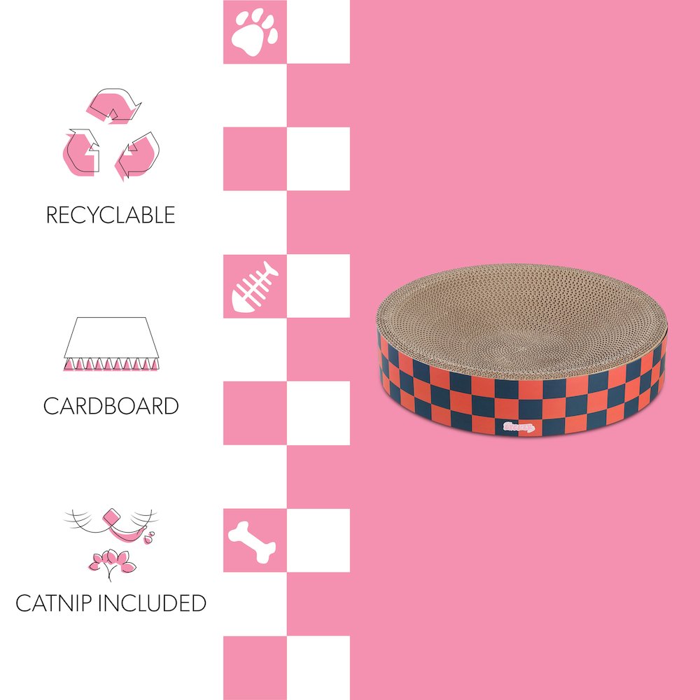 Nelson Modern Cardboard Round Bowl Cat Scratcher with Catnip