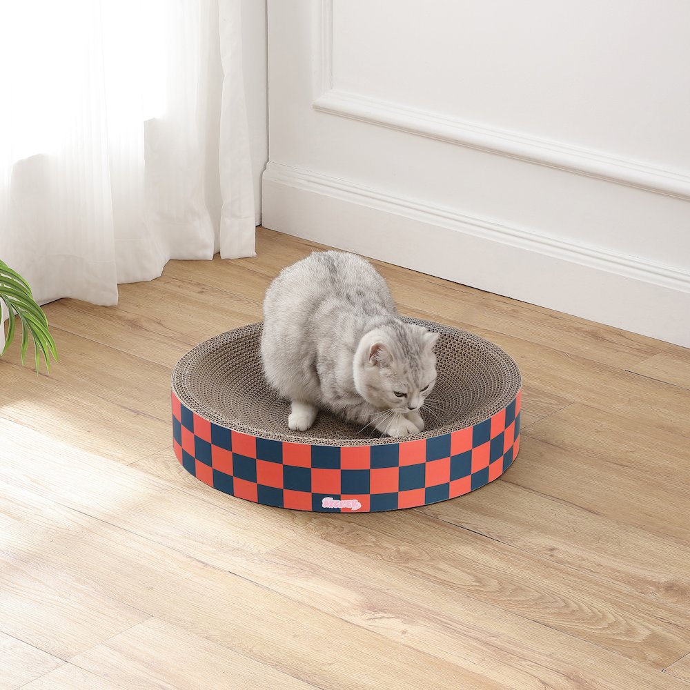 Nelson Modern Cardboard Round Bowl Cat Scratcher with Catnip