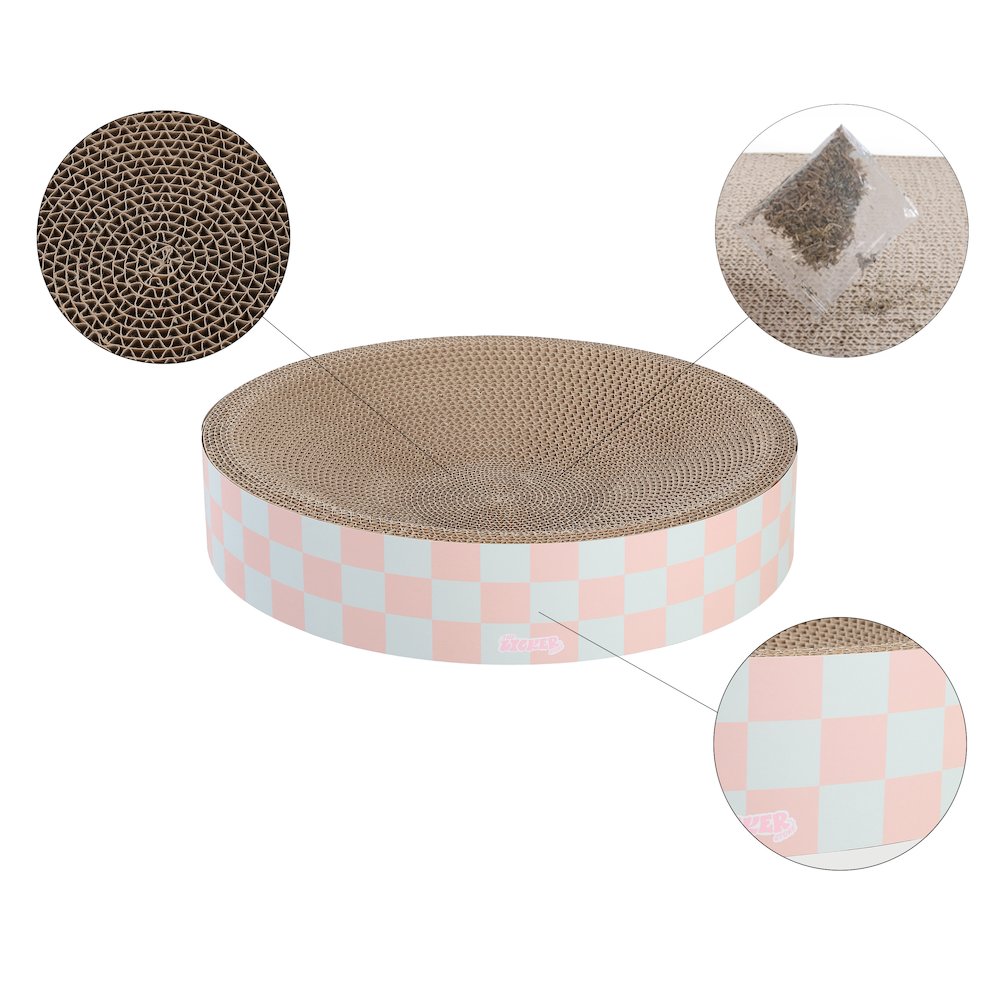 Nelson Modern Cardboard Round Bowl Cat Scratcher with Catnip